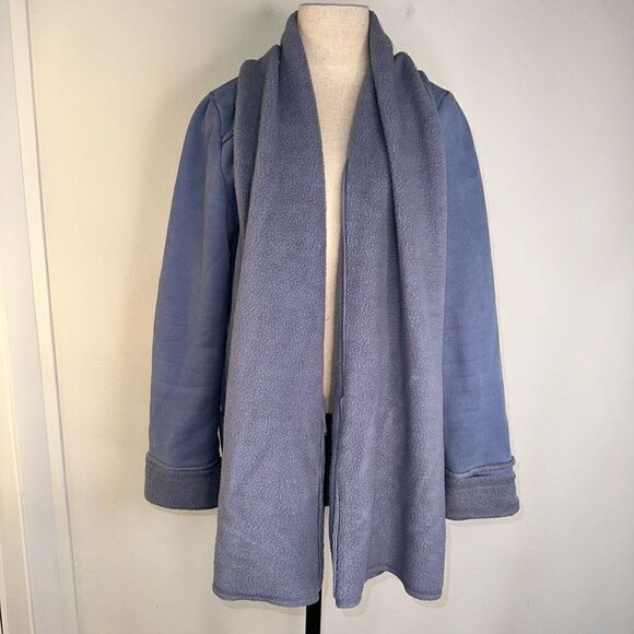 Soft Surroundings Women’s Blue Sueded Fleece Sweater Cardigan Ultimate Cozy - Picture 11 of 11